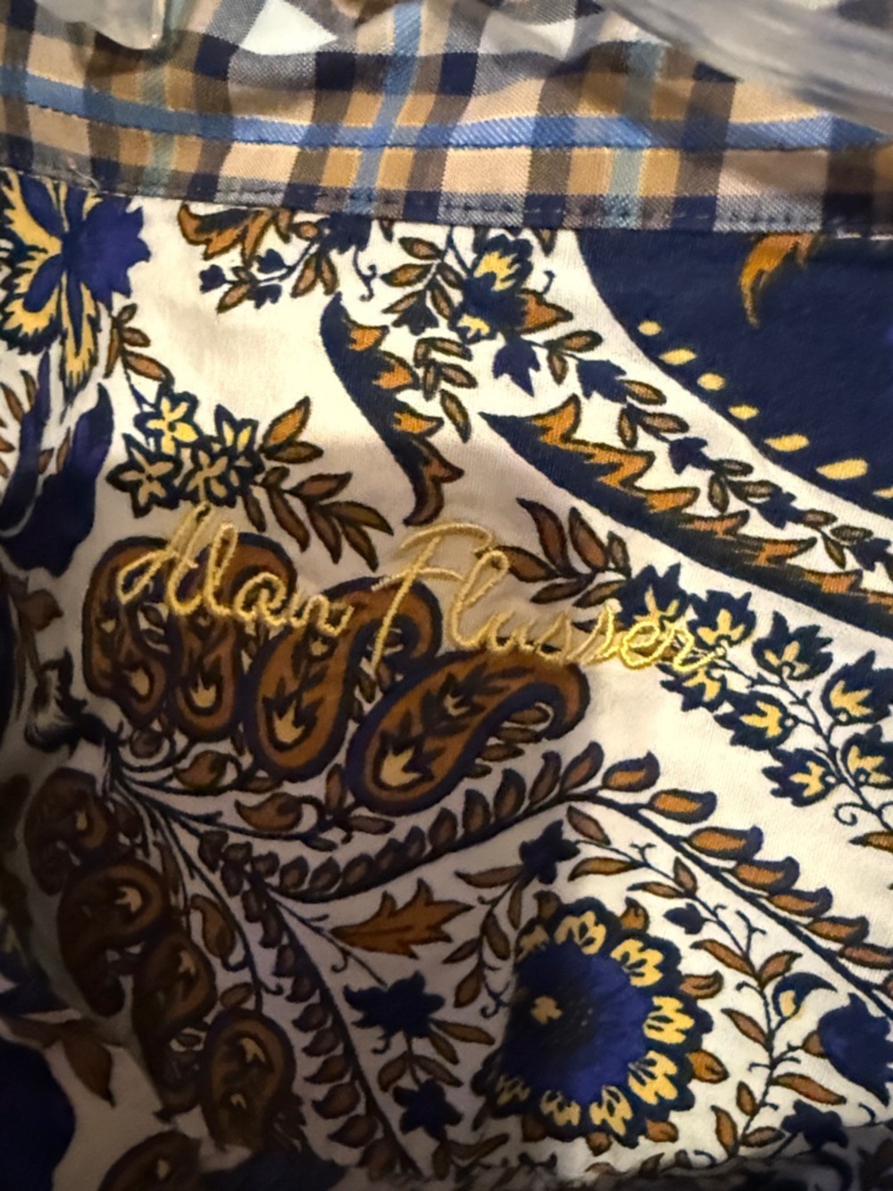 Alan Flusser Navy and Gold Paisley Button-Up - Picture 2 of 3